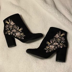 Black Embroidered Booties